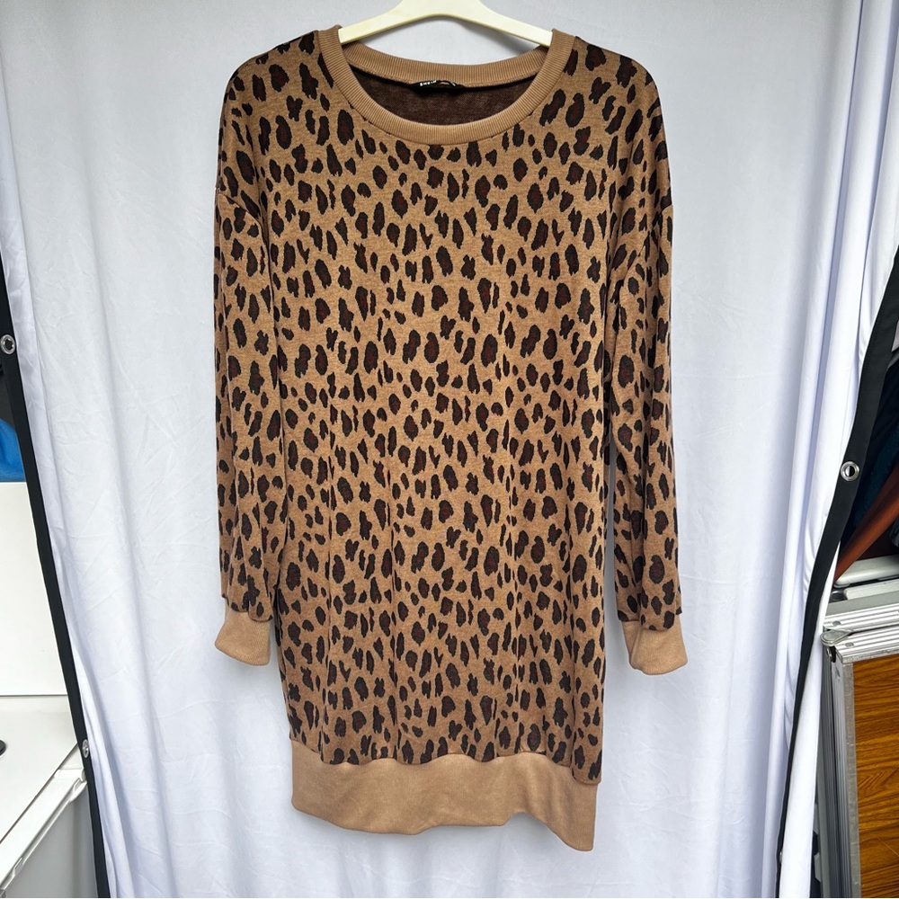 Cheetah Print Long Sleeve Tunic Top Women's XL/12 SHEIN